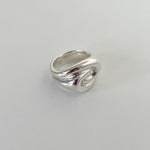 Ruddock-Ravel-riley-statement-cocktail-oversized-ring-fluid-interwoven-bold-chunky-pinky-signet-ring-sculptural-twist-sterling-Silver-demifine-contemporary-jewellery-golden