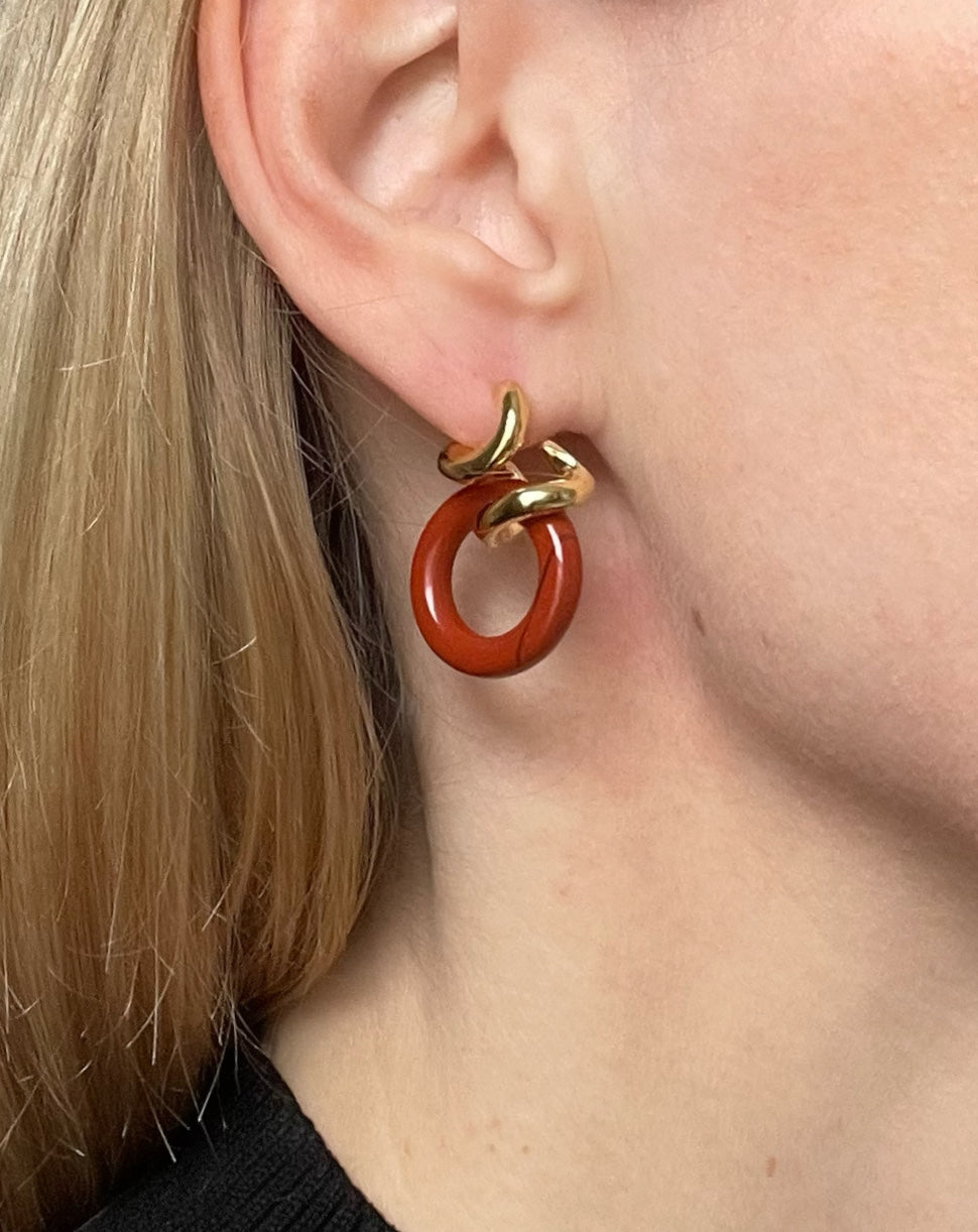 Ruddock-Rollo-Quartz-Gold-Plated-Drop-Stud-Dangle-Earrings-Red-Jasper