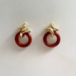 Ruddock-Rollo-Statement-Stud-Drop-Hoop-Earrings-Twist-18ct-Gold-Plated-Red-Jasper