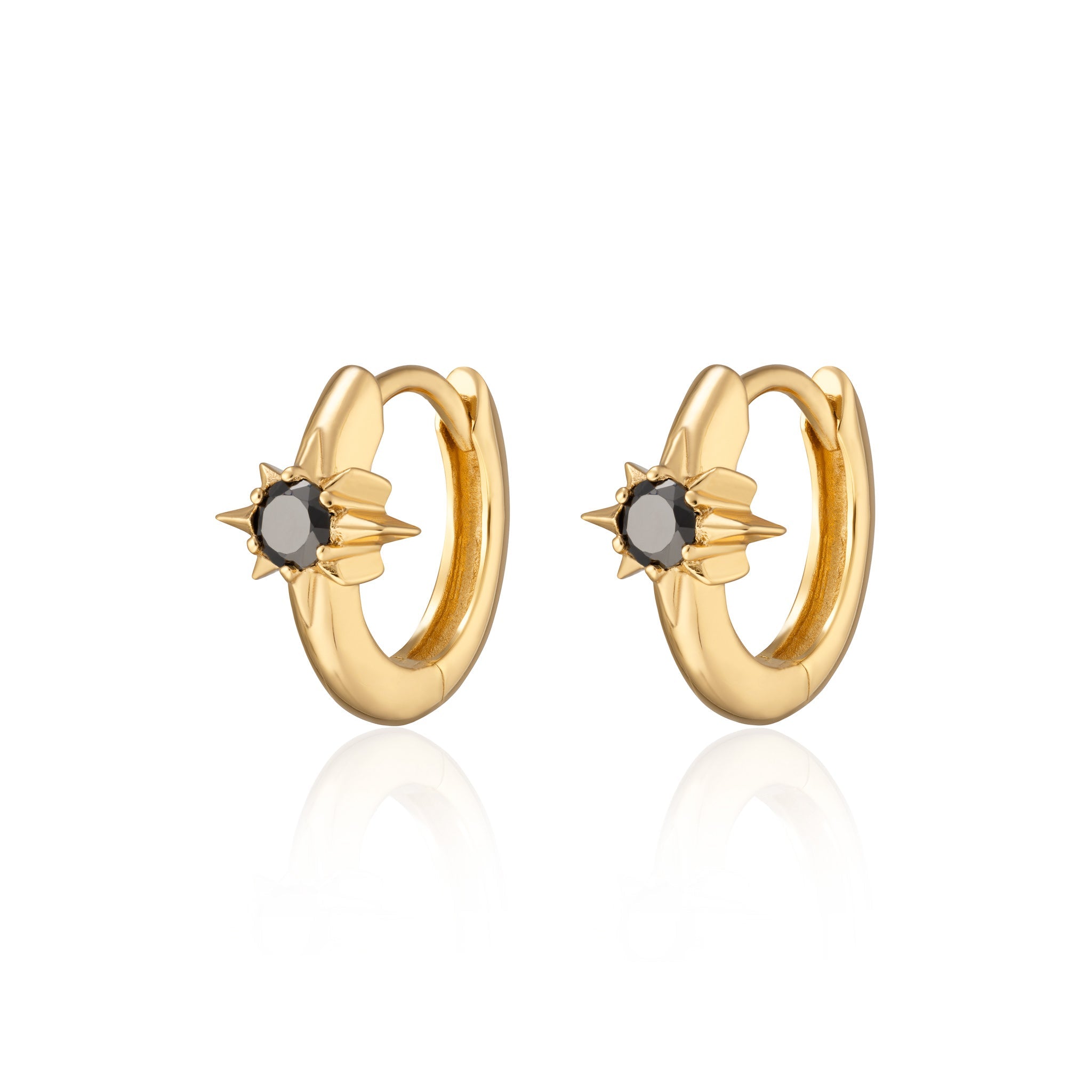 Scream-Pretty-Black-Star-Huggie-hoop-Earrings-cubic-zirconia-diamond-gemstone-gold-silver-plating-ear-stack-stacking-essential-demifine-demi-fine-jewellery-everyday-earrings