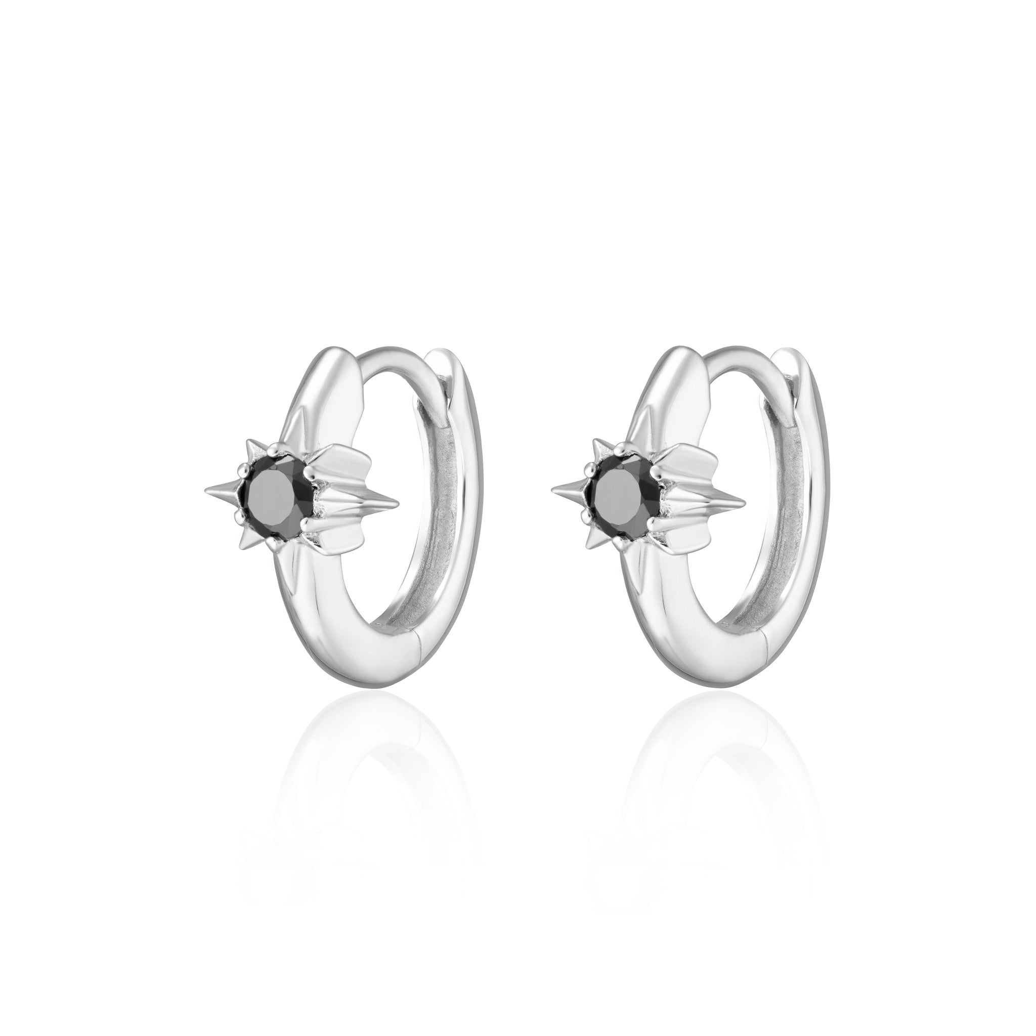 Scream-Pretty-Black-Star-Huggie-hoop-Earrings-cubic-zirconia-diamond-gemstone-gold-silver-plating-ear-stack-stacking-essential-demifine-demi-fine-jewellery-everyday-earrings