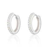 Scream-Pretty-Gold-Plated-Silver-Large-Huggie-Hoop-Earrings-Clear-Cubic-Zirconia-Diamond-Stones-Sleek-Minimal-Crystal-Cool-Everyday-Ear-Stack-Sparkle