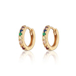 Scream-Pretty-Huggie-Hoop-Earrings-Cubic-Zirconia-Diamond-Multi-Coloured-Rainbow-Stones-Gemstone-Gold-Plated-Silver-Ear-Stacking-Stack