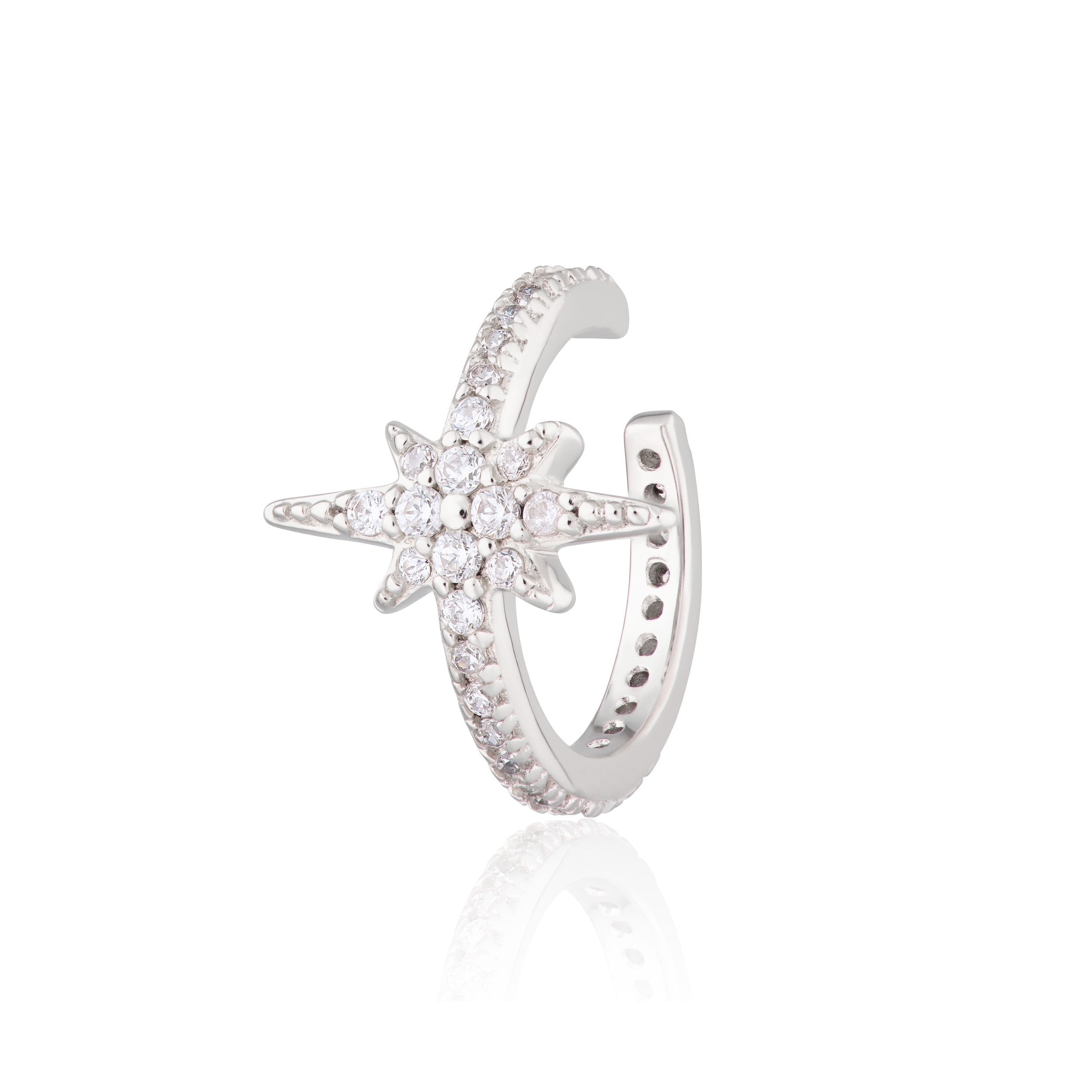 Scream-Pretty-Starburst-Star-Small-Single-Cubic-Zirconia-Clear-Diamond-Stone-Star-Ear-Cuff-Evening-Jewellery-Demifine-Statement-Sparkle-Cool-Minimal