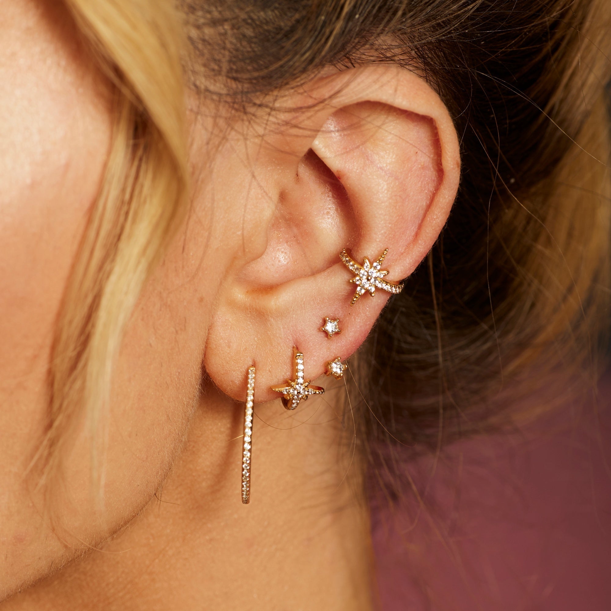 Scream-Pretty-Starburst-Star-Small-Single-Cubic-Zirconia-Clear-Diamond-Stone-Star-Ear-Cuff-Evening-Jewellery-Demifine-Statement-Sparkle-Cool-Minimal