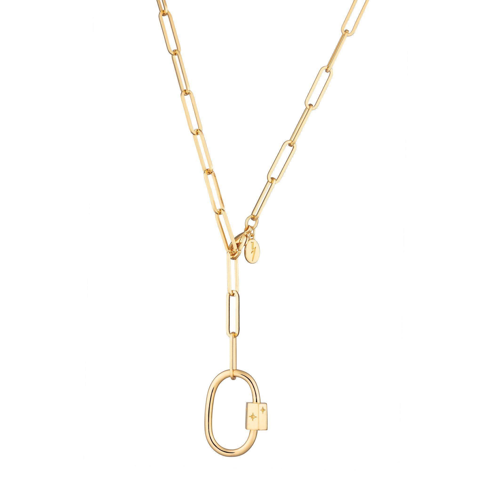 Scream-Pretty-Sterling-Silver-Gold-Plated-Long-Link-Chaina-nd-Oval-Carabiner-Necklace-Statement-layering-cool-personalised-charm-pendant