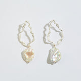 Pearl Silver Branch Drop Earrings