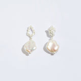 Pearl Silver Lichen Drop Earrings