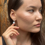 Pearl Silver Lichen Drop Earrings