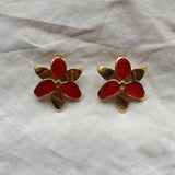 Squeeze-London-Cocktail-Twins-Oversized-Statement-Flower-Earrings-Red-Ruby-Gold-vermeil