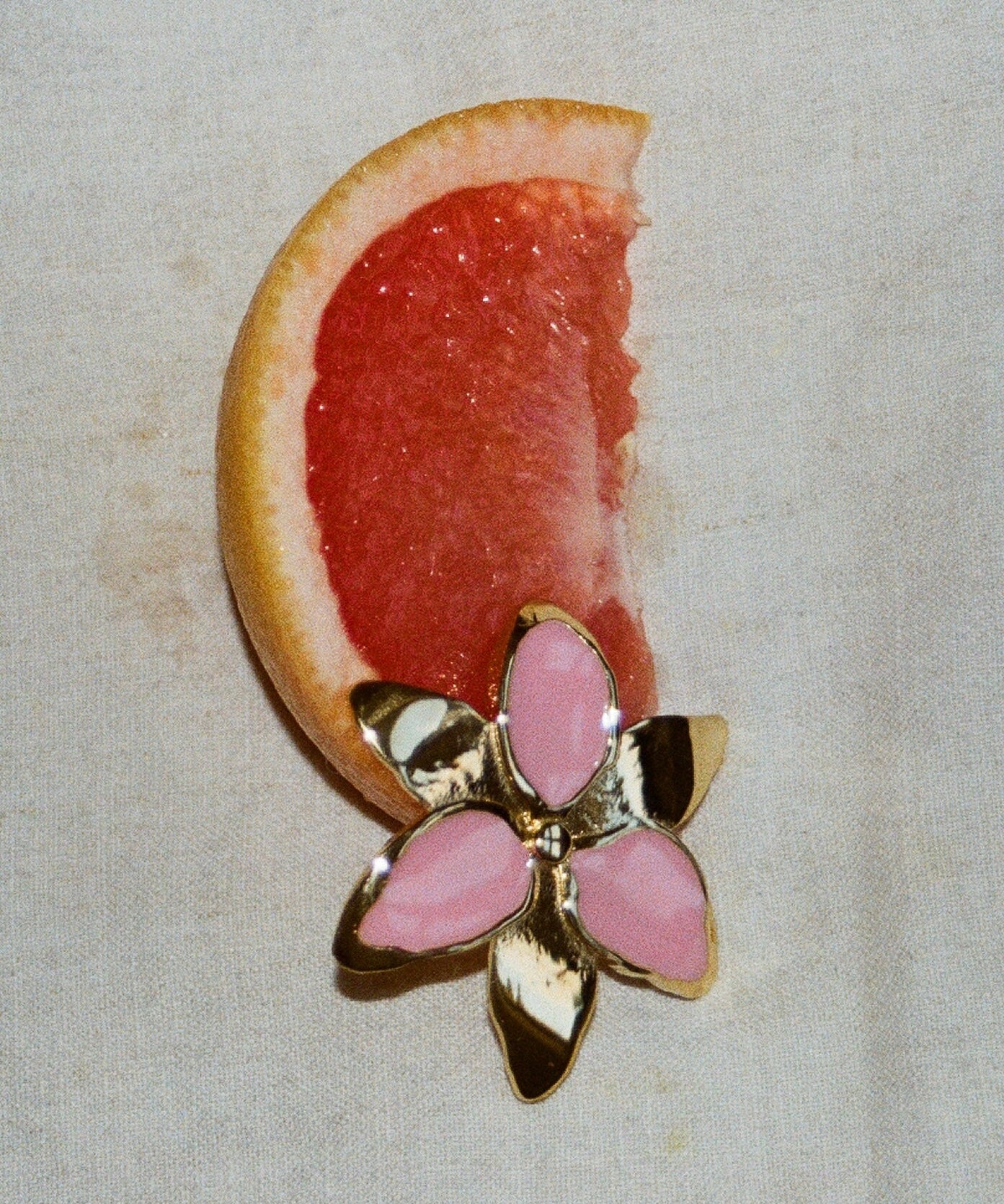 Squeeze-London-Pink-Gold-Enamel-Oversized-Statement-Flower-Lily-Earrings-Cocktail-Twins
