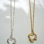 Tilly-Sudbsury-Molten-Melting-Heart-Pendant-Chain-Necklace-STerling-Silver-Gold-vermeil-solid-gold