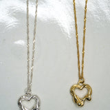 Tilly-Sudbsury-Molten-Melting-Heart-Pendant-Chain-Necklace-STerling-Silver-Gold-vermeil-solid-gold