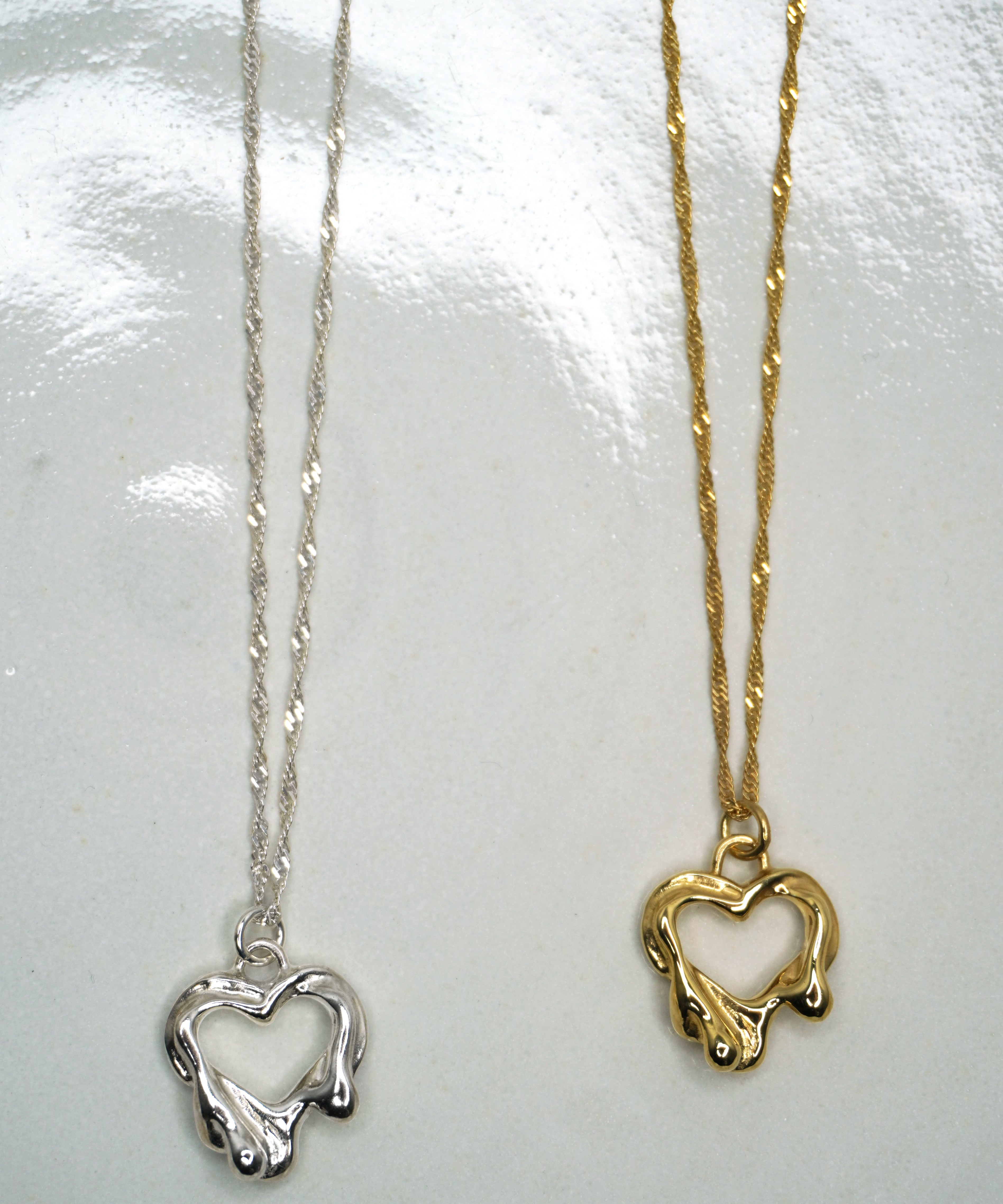 Tilly-Sudbsury-Molten-Melting-Heart-Pendant-Chain-Necklace-STerling-Silver-Gold-vermeil-solid-gold