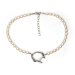 Tilly-Sudbsury-PEARL-Beaded-Bead-OPEN-SHELL-Pendant-Silver-Sterling-CHOKER-Necklace