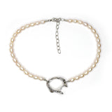 Tilly-Sudbsury-PEARL-Beaded-Bead-OPEN-SHELL-Pendant-Silver-Sterling-CHOKER-Necklace