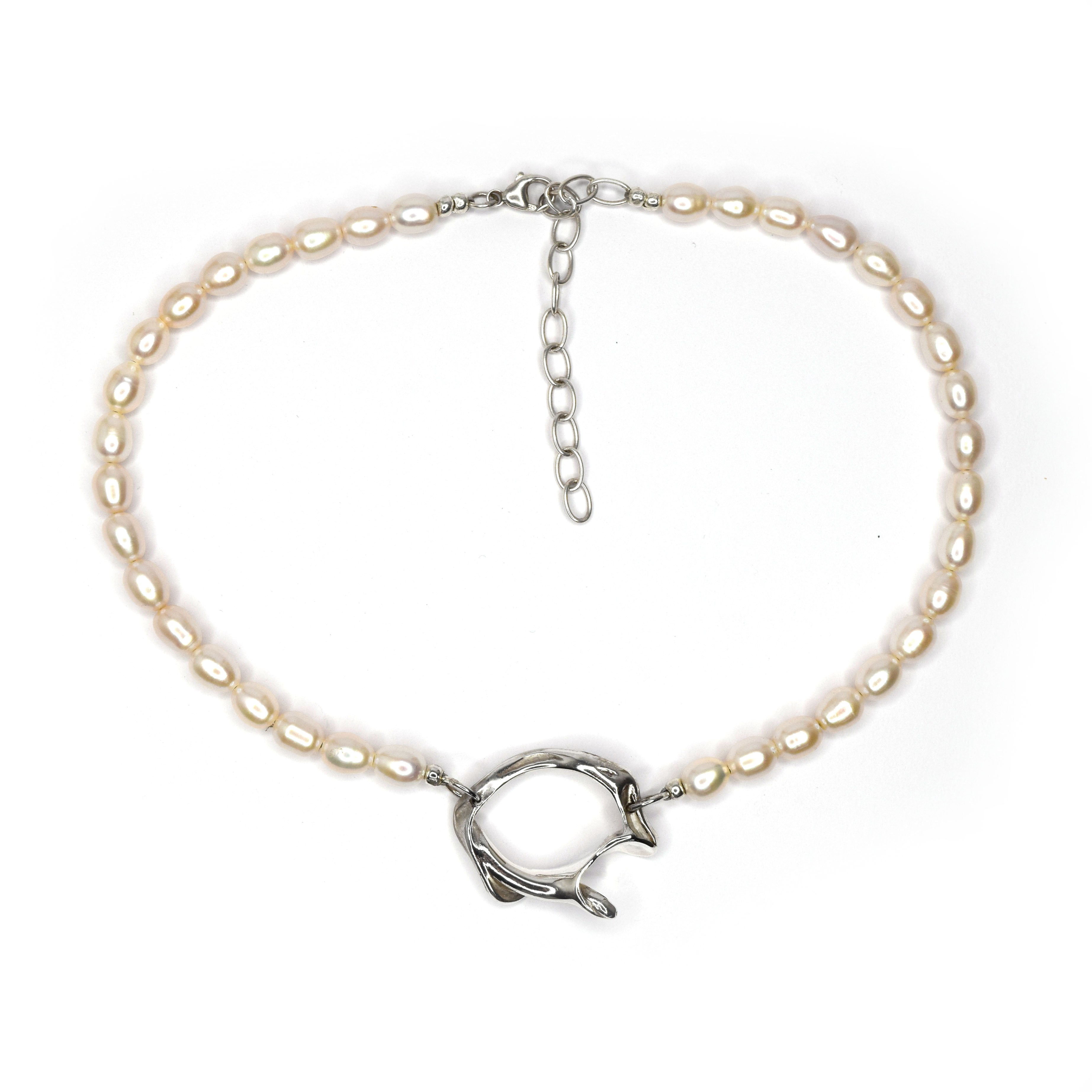 Tilly-Sudbsury-PEARL-Beaded-Bead-OPEN-SHELL-Pendant-Silver-Sterling-CHOKER-Necklace