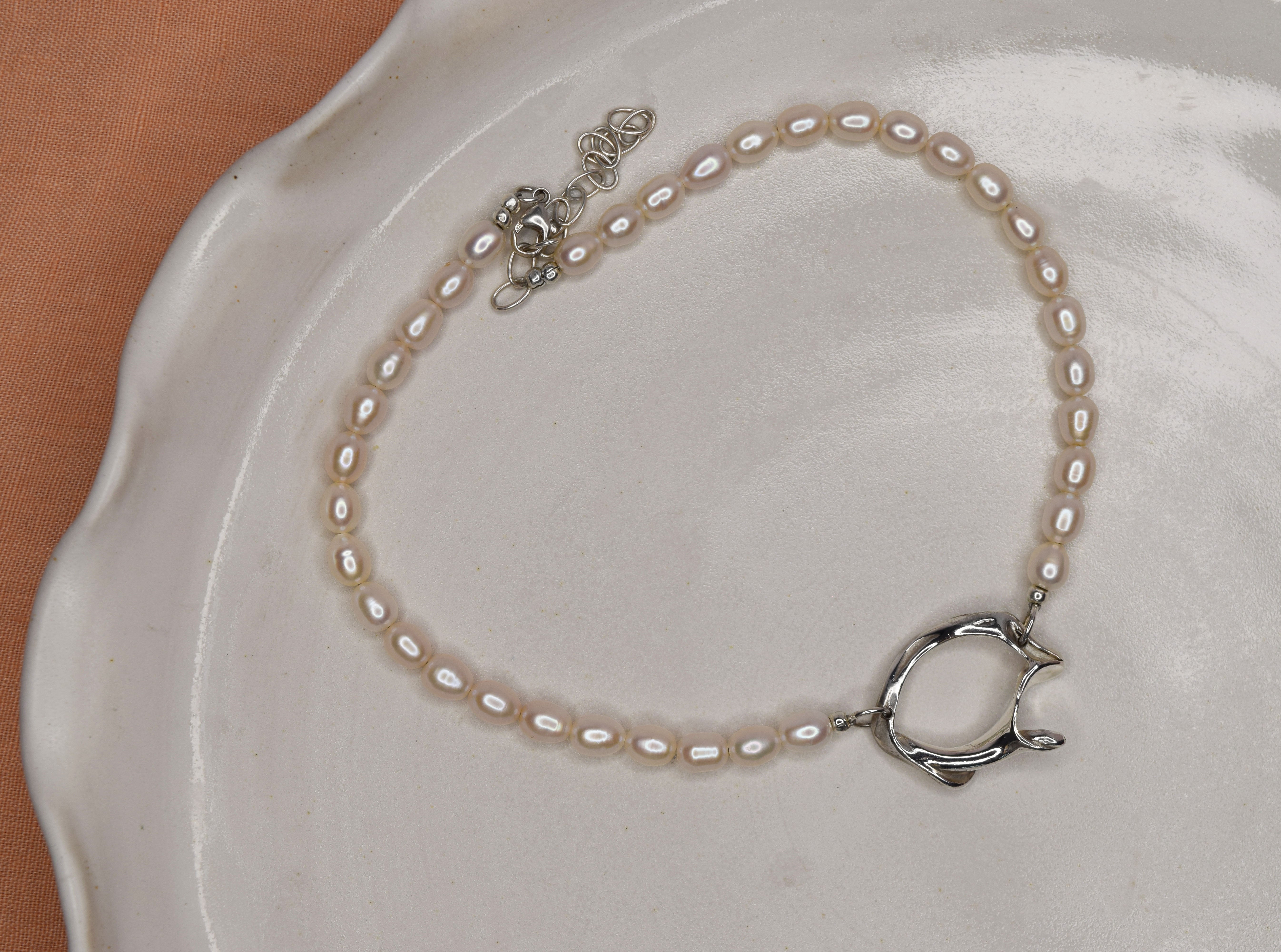 Tilly-Sudbsury-PEARL-Beaded-Bead-OPEN-SHELL-Pendant-Silver-Sterling-CHOKER-Necklace