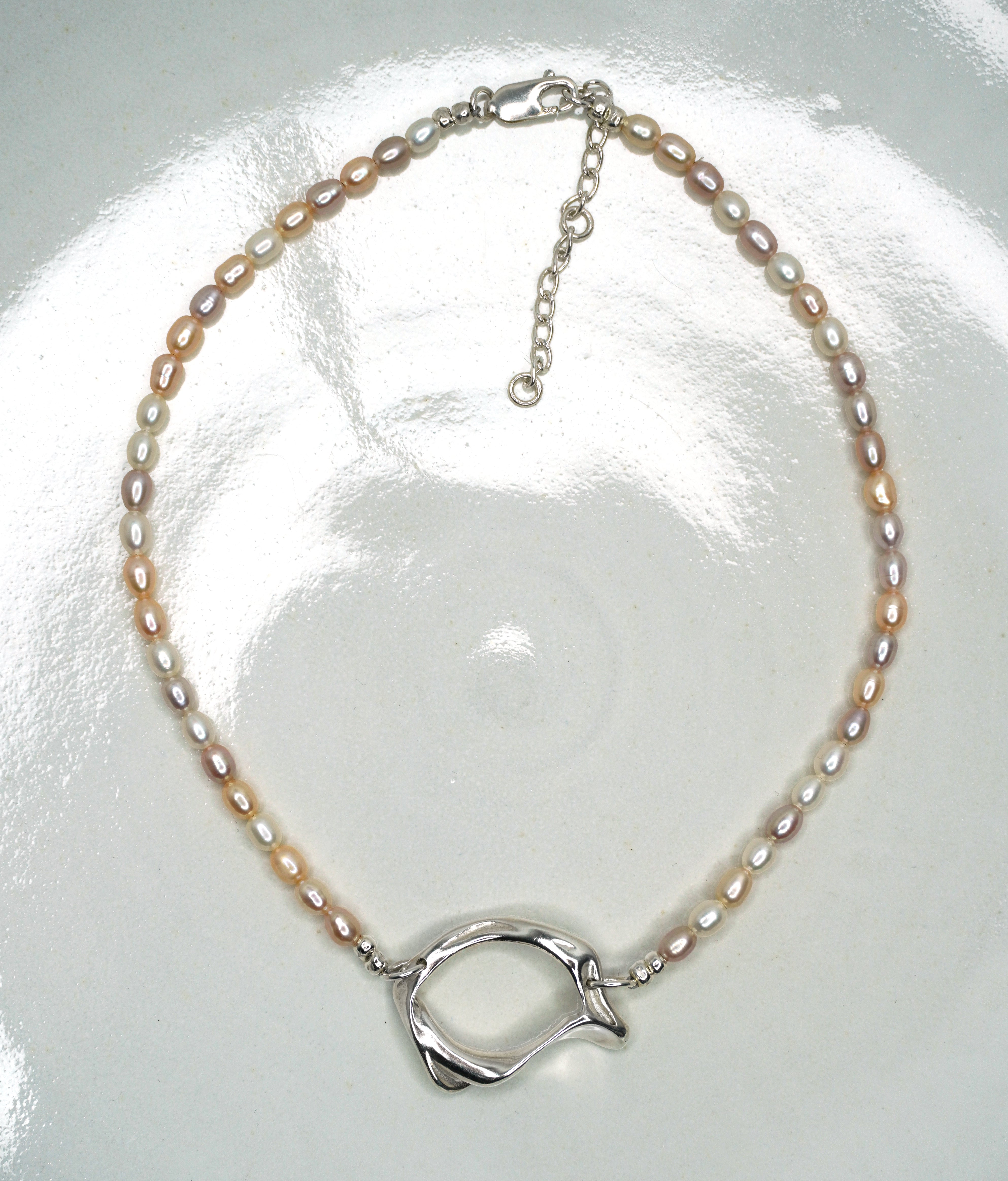 Tilly-Sudbsury-PEARL-Beaded-Bead-OPEN-SHELL-Pendant-Silver-Sterling-CHOKER-Necklace