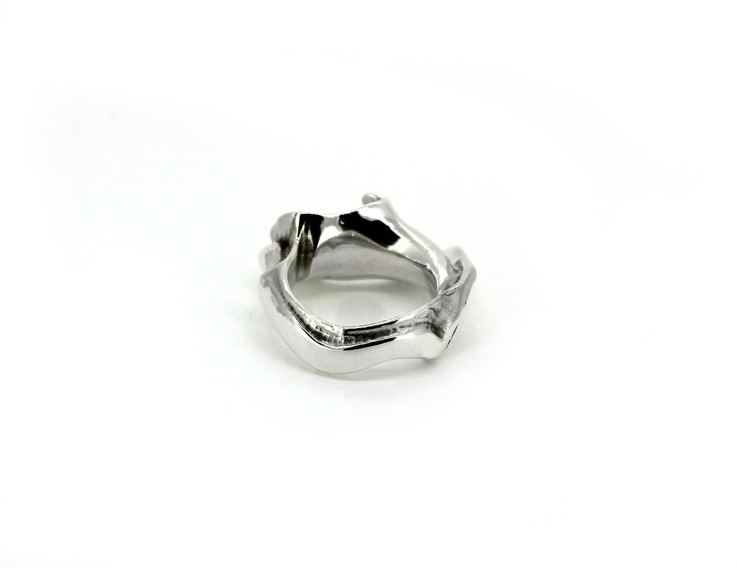 Tilly-Sudsbury-Chunky-Sterling-Silver-Shell-Ring-Curved-Molten-Texture-Textured-Statement-Cocktail-Ring