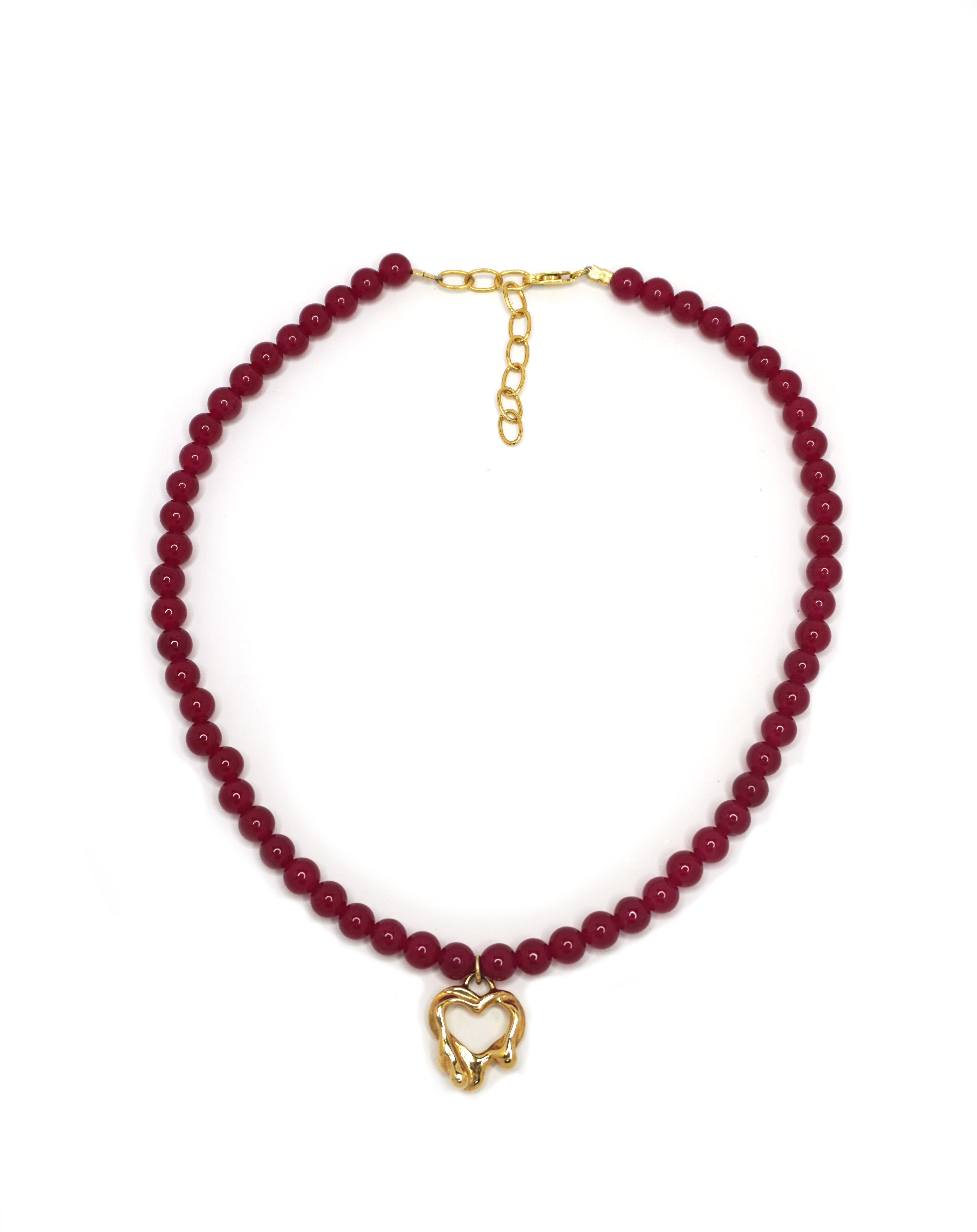 Tilly-Sudsbury-Sad-Girl-Beads-Cherry-Red-Beaded-Necklace-Heart-Pendant-Gold-Vermeil