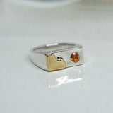 Tilly-Sudsbury-signet-ring-with-a-twist-orange-citrine-gemstone-rectangle-chunky-ring-statement-mixed-metal-gold-sterling-silver