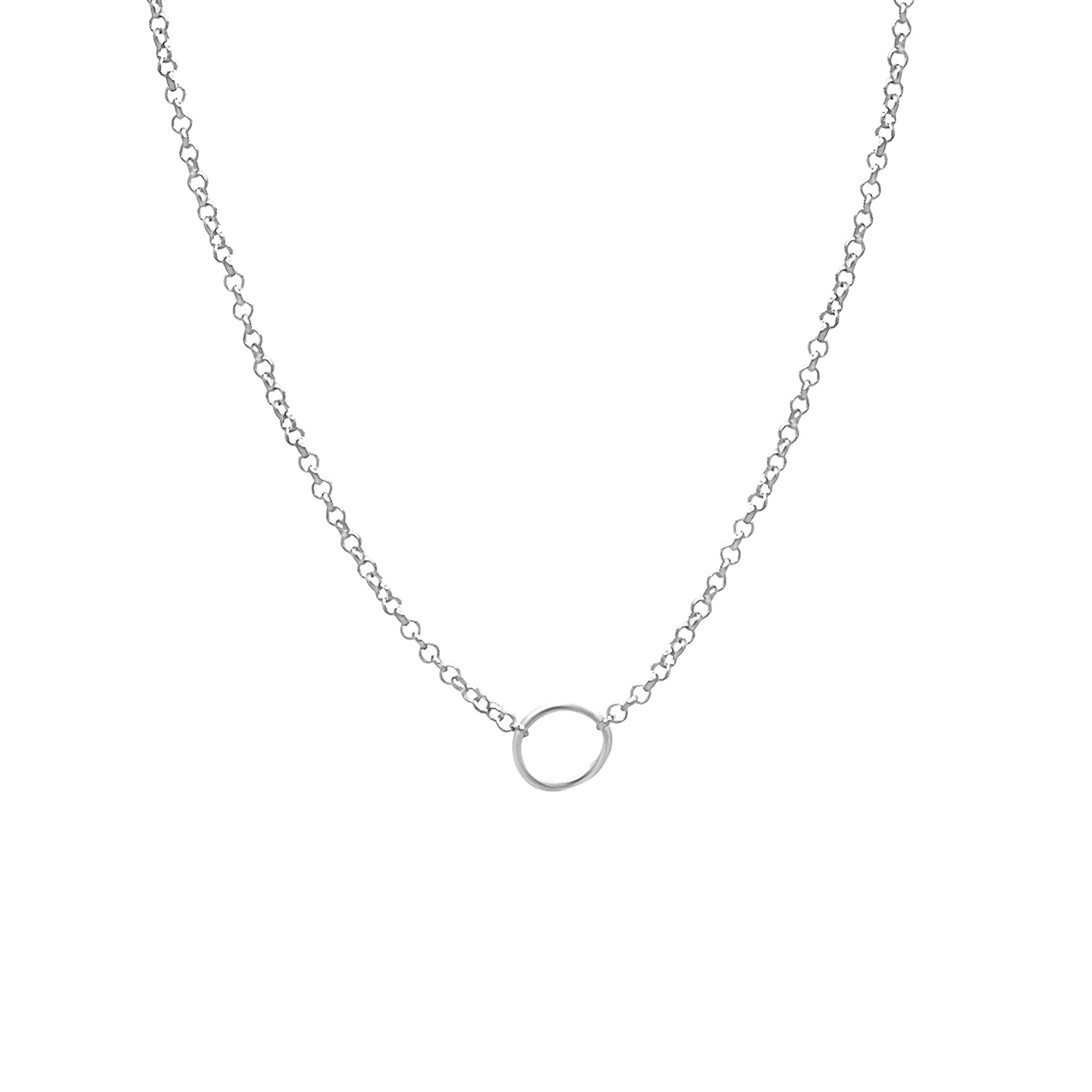 Tory-Long-Circle-Hoop-Pendant-Chain-Delicate-Necklace-Sterling-Silver