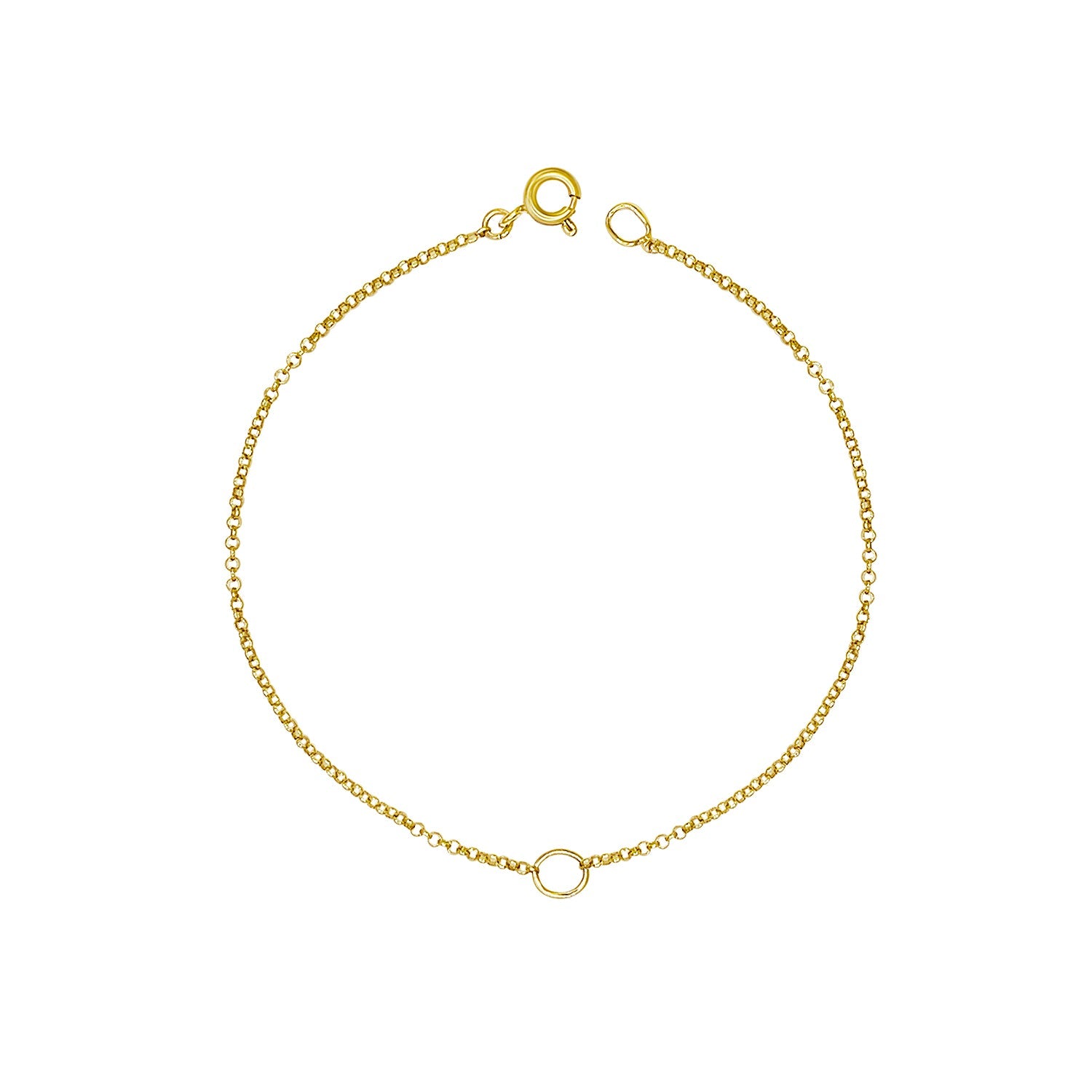 Tory Long The Circle Hoop Pendant Gold Vermeil Delicate Chain Bracelet