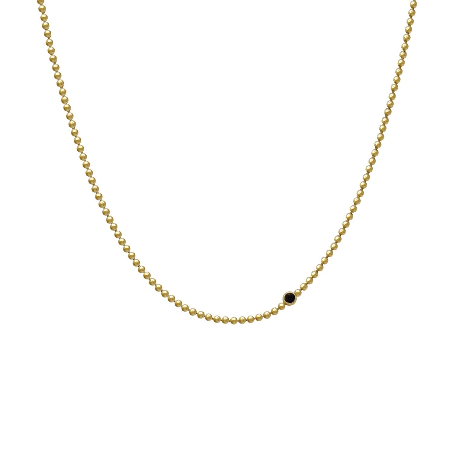 Tory-Long-Zodi-Ball-Chain-Necklace-Black-Sapphire-Stone-Pendant-Minimal