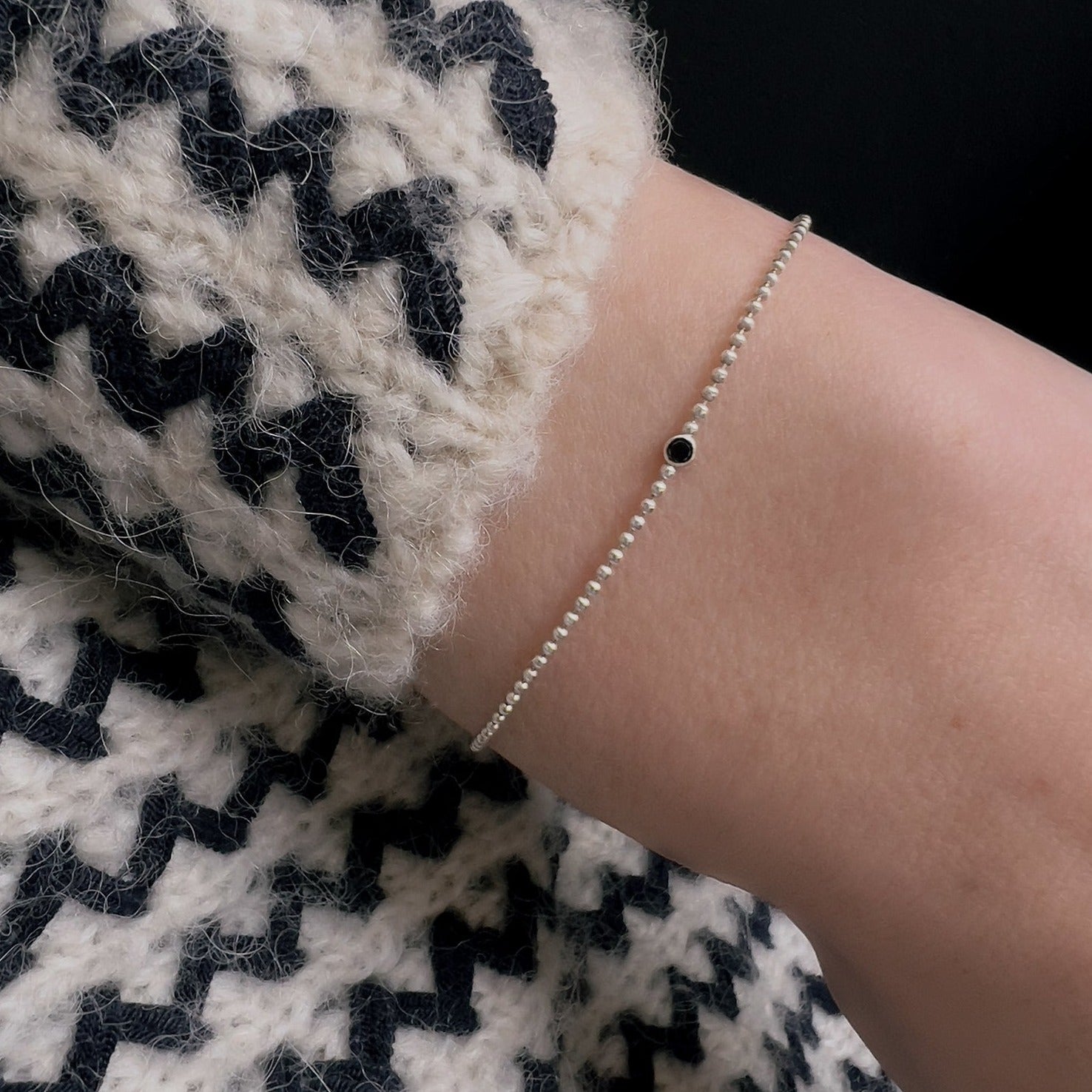 Tory-Long-Zodi-Sterling-Silver-Black-Sapphire-Diamond-Ball-Chain-Delicate-Bracelet