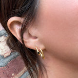 gold hoop with black sapphires