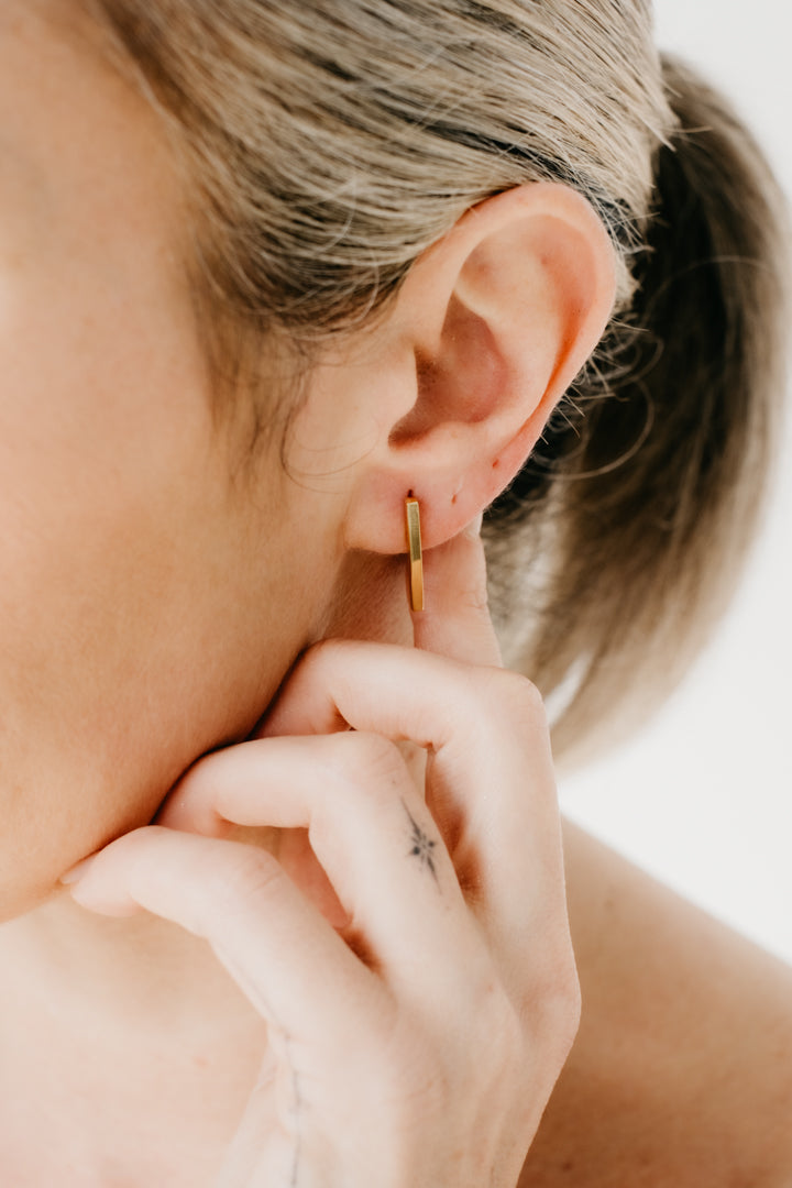 Uniform-Jewellery-Crux-Gold-Vermeil-Mini-Bar-Rectangle-Drop-Stud-Earrings-Minimal-Sleek