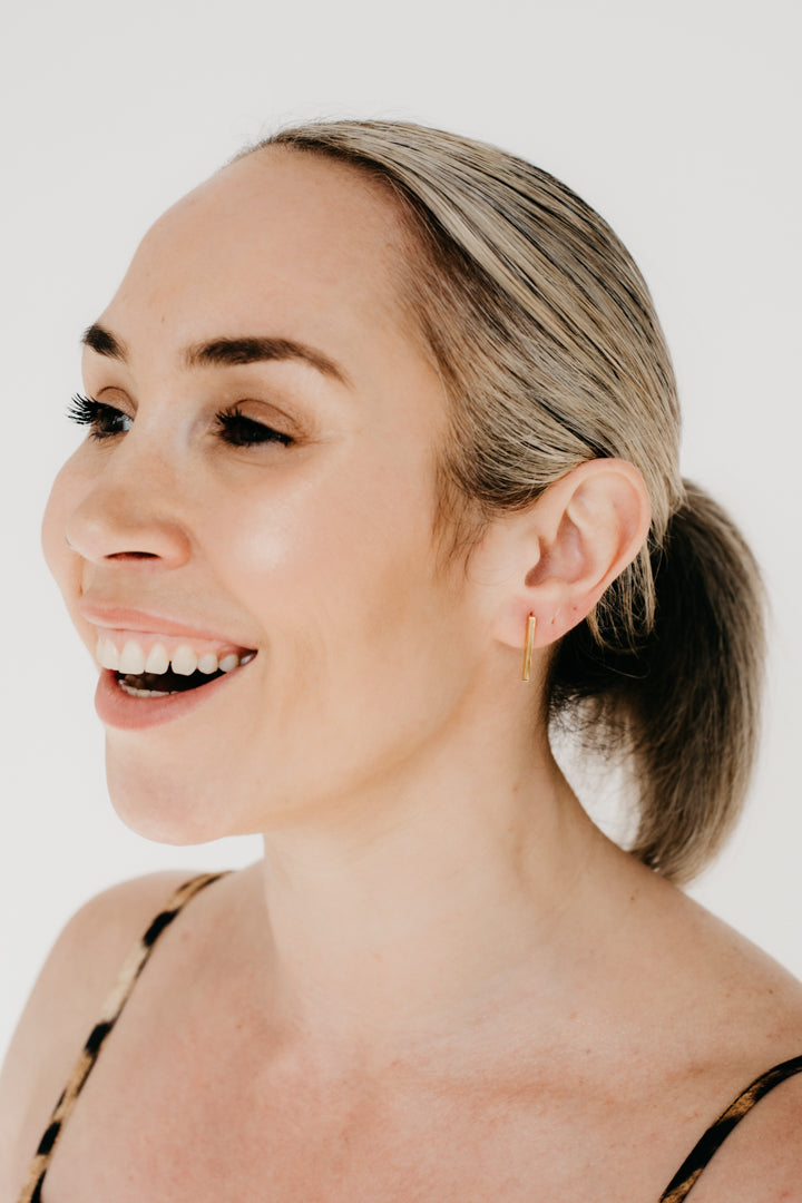 Uniform-Jewellery-Crux-Gold-Vermeil-Mini-Bar-Rectangle-Drop-Stud-Earrings-Minimal-Sleek