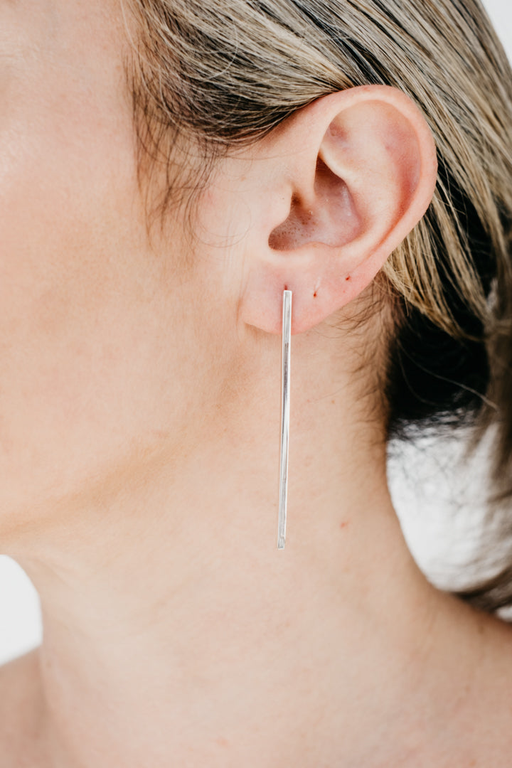 Uniform-Jewellery-Crux-Sterling-Silver-Maxi-Drop-Stud-Stick-Bar-Earrings
