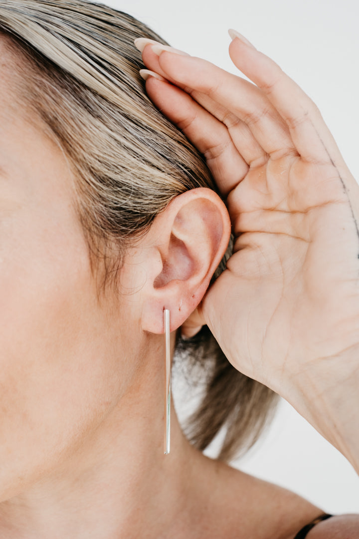 Uniform-Jewellery-Crux-Sterling-Silver-Maxi-Drop-Stud-Stick-Bar-Earrings