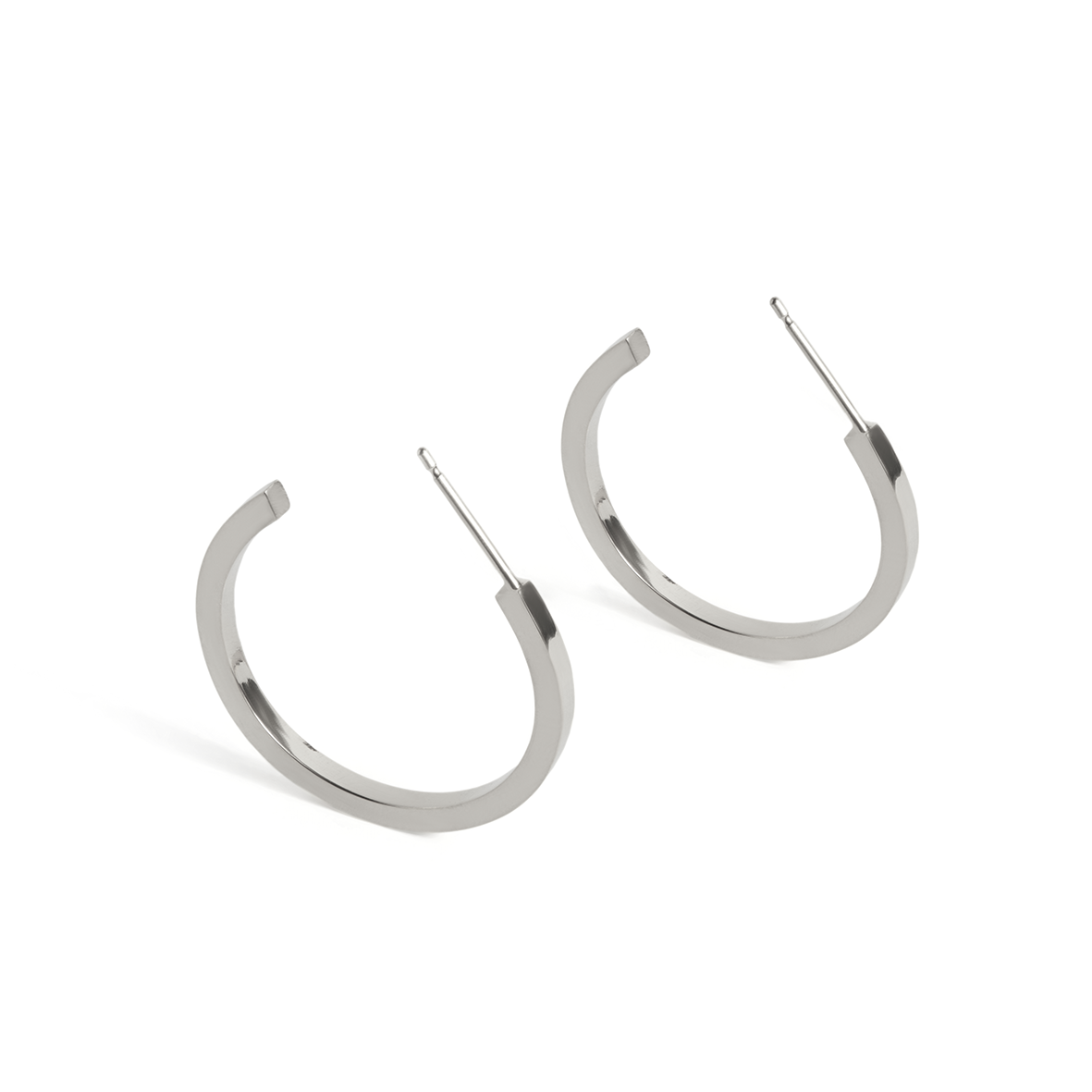 Uniform-Jewellery-Crux-Sterling-Silver-Midi-Hoops-Hoop-Earrings-Statement-Medium-Chunky-Square-Minimal-Sleek