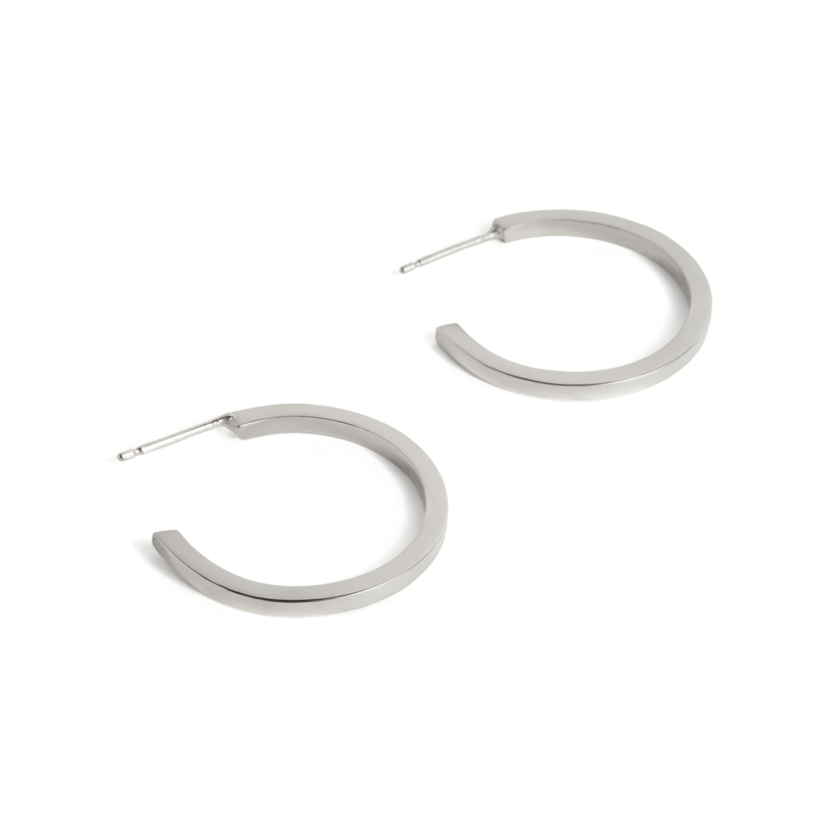 Uniform-Jewellery-Crux-Sterling-Silver-Midi-Hoops-Hoop-Earrings-Statement-Medium-Chunky-Square-Minimal-Sleek