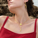 Feggeri-Ahinos-Peridot-Green-Gemstone-Chunky-Textured-Gold-Vermeil-Encased-Pendant-Necklace-Layering