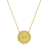 Feggeri-Ahinos-Peridot-Green-Gemstone-Chunky-Textured-Gold-Vermeil-Encased-Pendant-Necklace-Layering