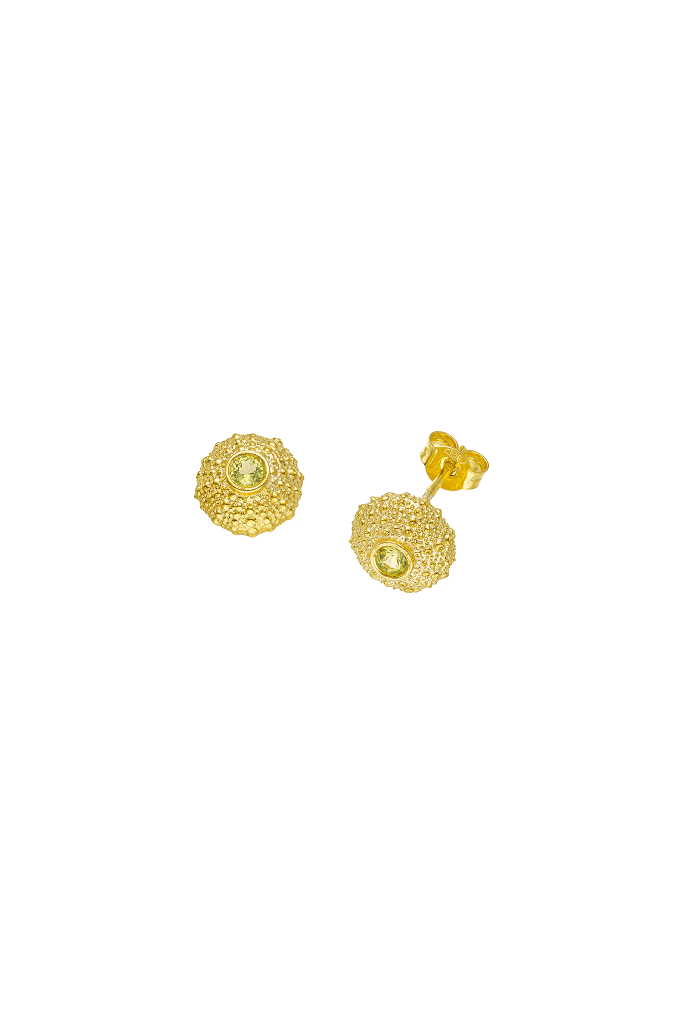 Feggeri-Ahinos-Peridot-Stud-Earrings-Green-Gemstone-Circle-Textured-Studs