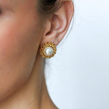 Arabella Pearl Clip On Studs - Golden