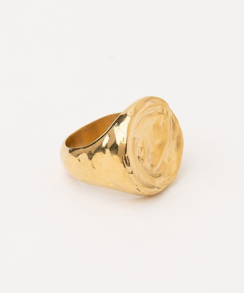 Carolina-De-Barros-AREIA-ROUND-Sterling-Silver-18ct-Gold-Plated-SIGNET-RING
