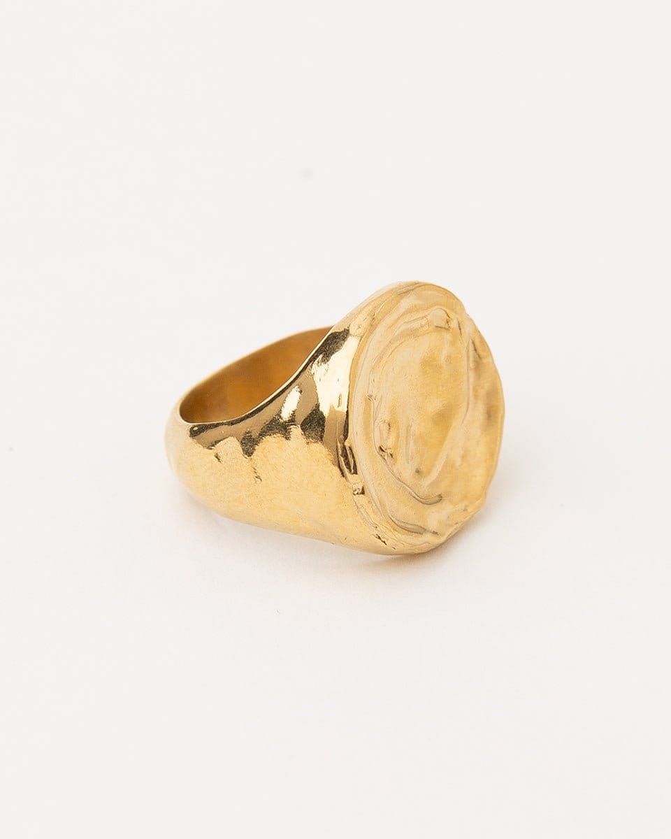 Carolina-De-Barros-AREIA-ROUND-Sterling-Silver-18ct-Gold-Plated-SIGNET-RING