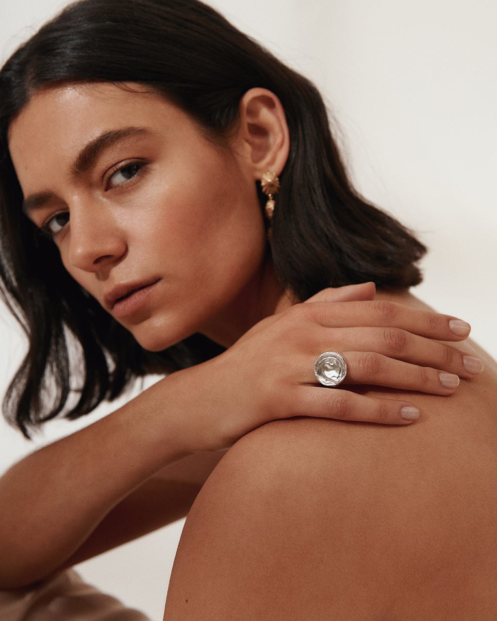 Carolina-De-Barros-AREIA-ROUND-Sterling-Silver-18ct-Gold-Plated-SIGNET-RING