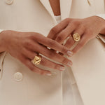 Carolina-De-Barros-AREIA-ROUND-Sterling-Silver-18ct-Gold-Plated-SIGNET-RING