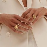 Carolina-De-Barros-AREIA-ROUND-Sterling-Silver-18ct-Gold-Plated-SIGNET-RING