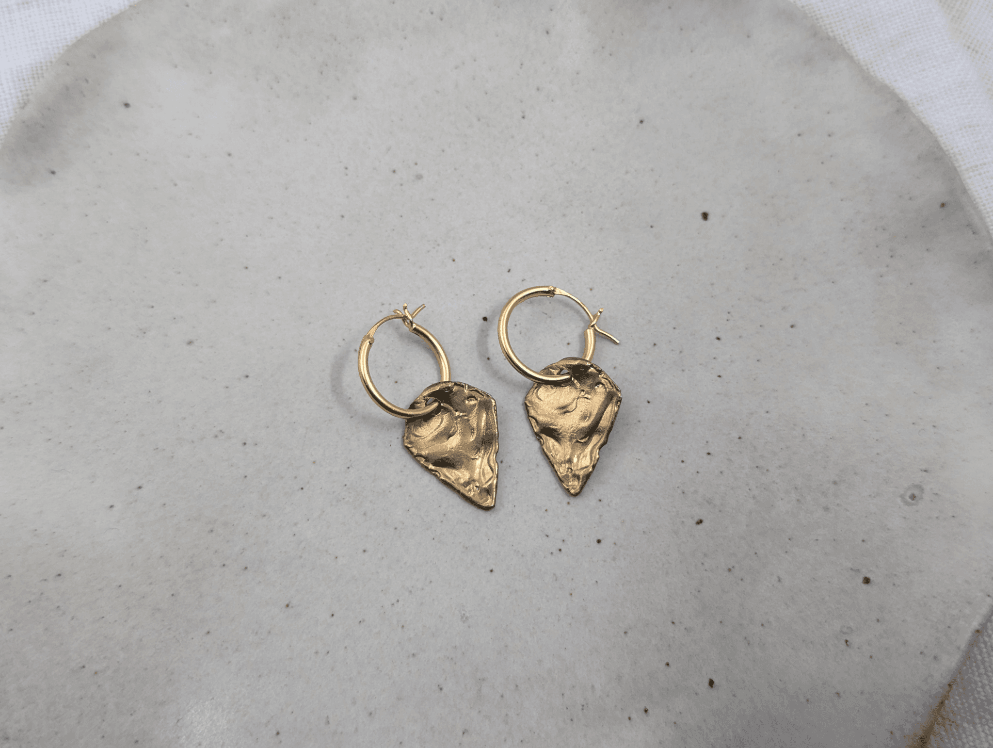 Milly-Maunder-Arma-Textured-Shield-Pendant-Huggies-Drop-Hoop-Earrings-Hoops-Gold-Plated-18ct-Stacking 