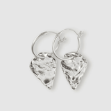 Milly-Maunder-Arma-Shield-Pendant-Drop-Huggies-Hoop-Earring-Textured-Pendant-Sterling-Silver-Silver-Stacking