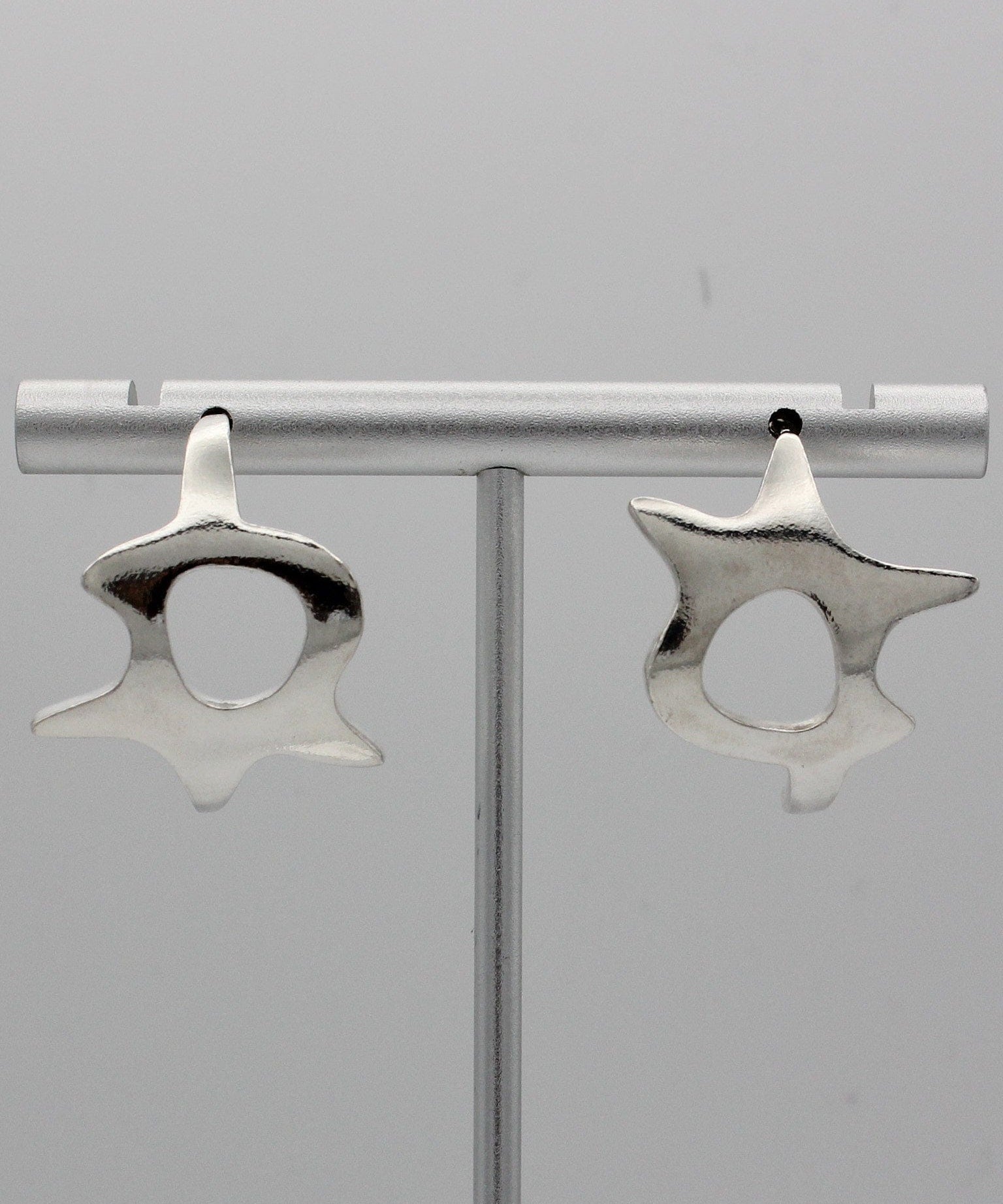 arp-earrings-Keyes-sterling-silver-star-wonky-sculptrual-cut-out-statement-earrings-stud-hole-spike-cool-effortless-design--GOLDEN-ShopGolden.co-Demifine-Jewellery-Destination-Contemporary-Curated-UK-Brands