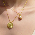 Feggeri-Astra-Round-Disc-Starfish-Star-Emblem-Pendant-Coin-Necklace-Gold-Vermeil